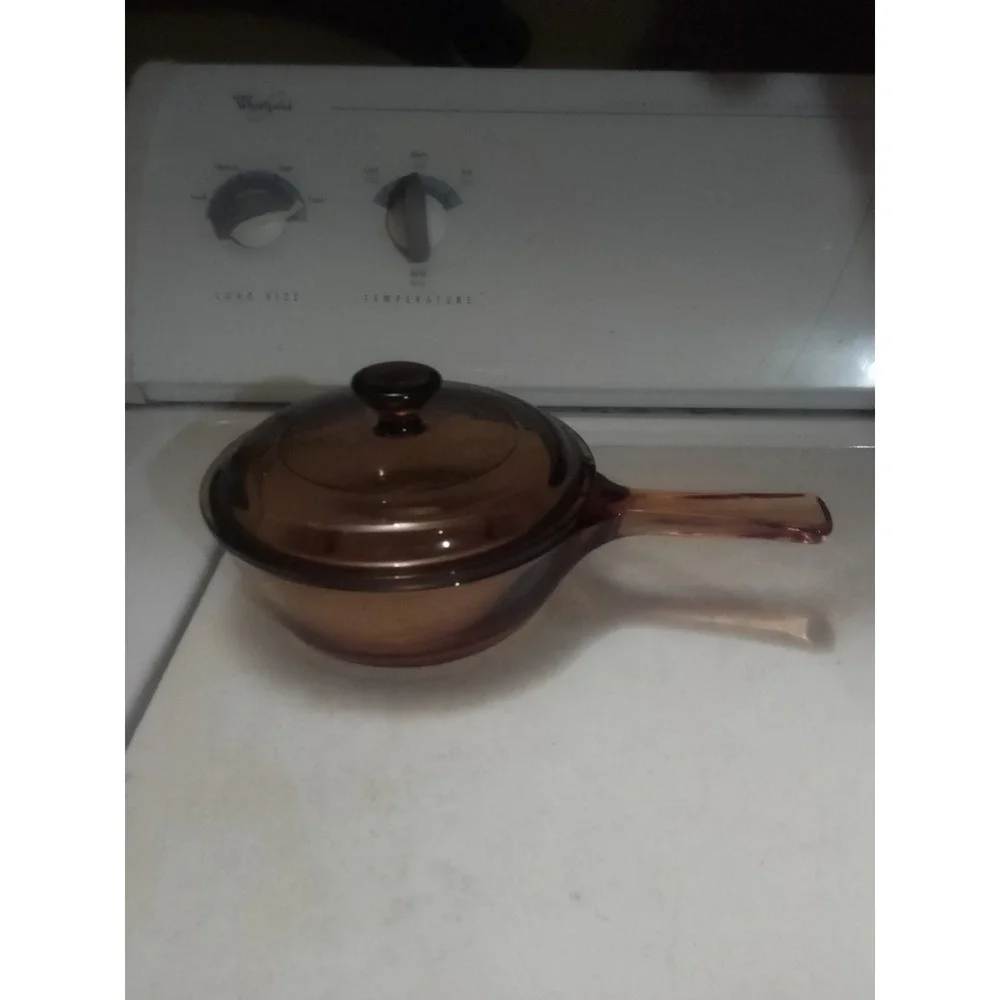VTG Visions Corning Pyrex Amber 0.5 Liter Saucepan And Lid